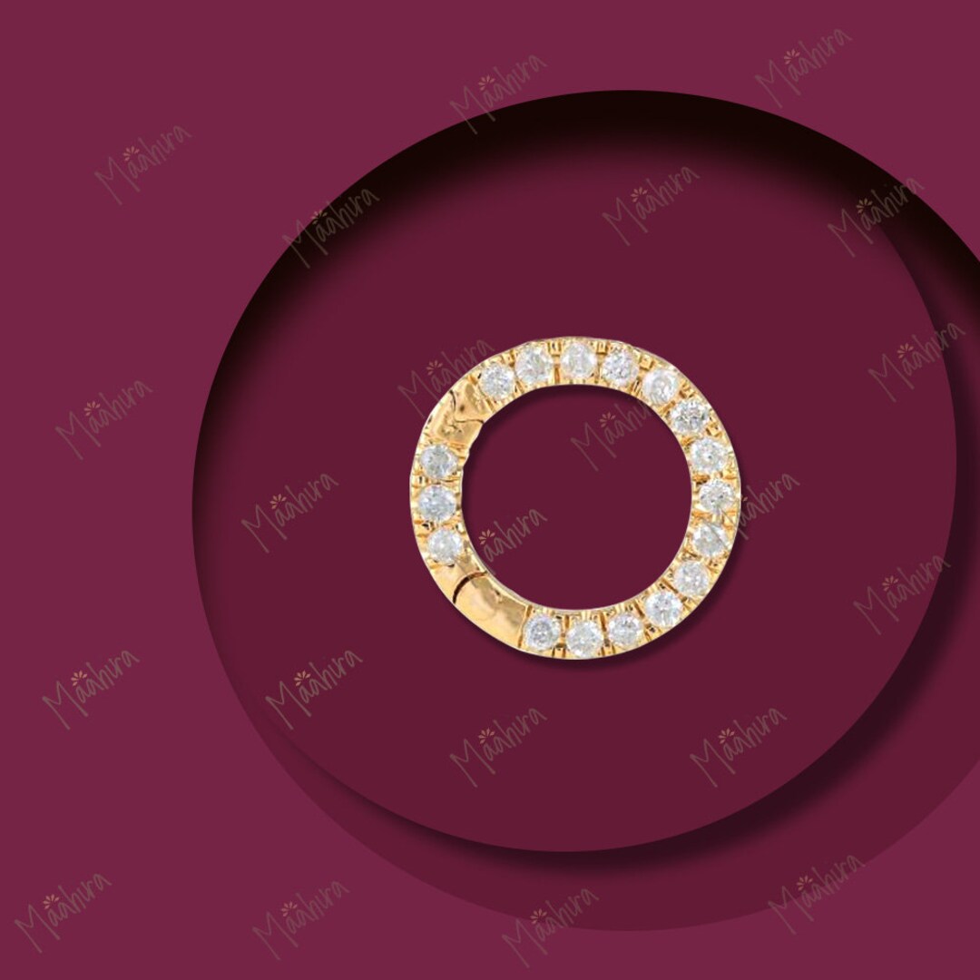 14K Yellow Gold Diamond Charm Enhancer Open Close Ring, Clicker Charm ...