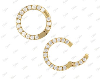 14K Yellow Gold Diamond/Turquoise/Ruby/Blue Sapphire/Black Diamond Charm Enhancer 12mm, charm connector, clicker connector, charm holder