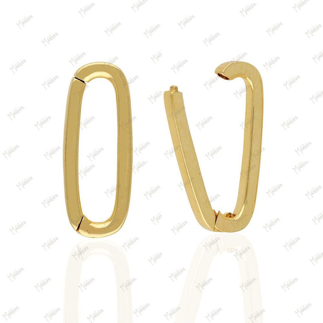 14K Yellow Gold Rounded Rectangle Charm Enhancer Connector 6x16mm ...