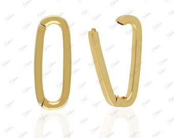 14K Yellow Gold Rounded Rectangle Charm Enhancer Connector 6x16mm, clicker charm connector, gold charm holder, charm connector, connectors