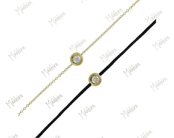 14K Yellow Gold Diamond Bead Charm 3.5x5.65mm, Pandora Spacer Bead