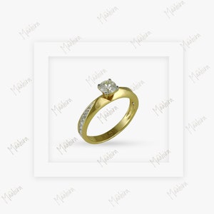 18K Yellow Gold Diamond Wedding Ring, Engagement Ring, Anniversary Ring, Wedding Ring, Classic gold ring, Comfortable Fit Ring