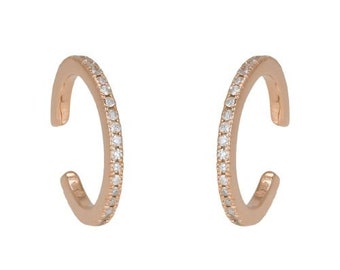 14k Rose Gold Shimmering Cuff Earrings 14.9x17.8mm | Diamond Ear Cuff Earrings | Ear cuffs