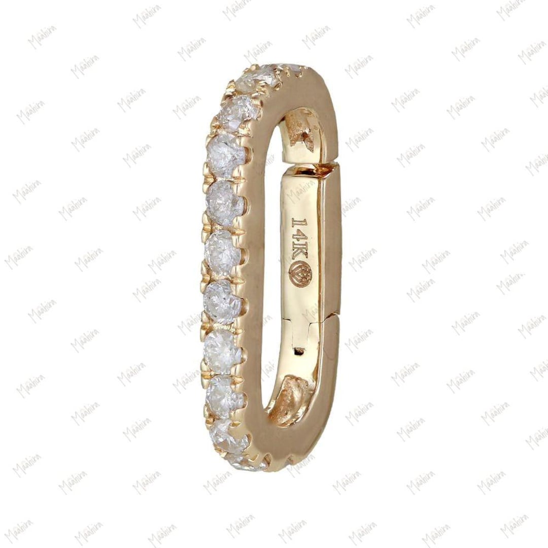 14K Gold Diamond Charm Enhancer Connector - Rectangle Clicker (7x14mm ...