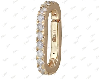 14K Solid Gold Clicker Charm Enhancer Connector Rectangle Diamond/Turquoise/Ruby/Multicolor Sapphire/Black Diamond/Blue Sapphire 7x14mm