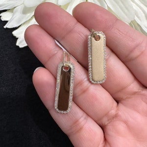 14k Yellow Gold Diamond Dog Tag Pendant | Dog tag | Gold dog tag | 14k gold dog tag jewelry