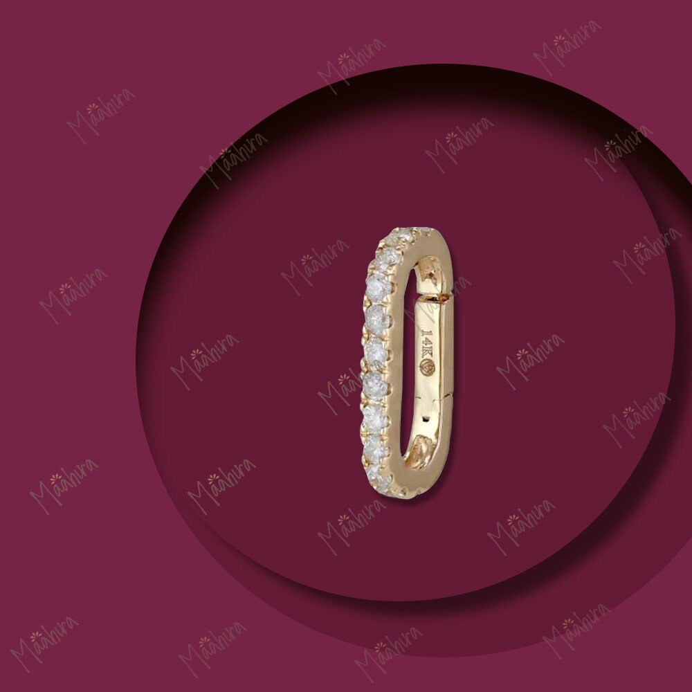 14K Gold Diamond Charm Enhancer Connector - Rectangle Clicker (7x14mm ...