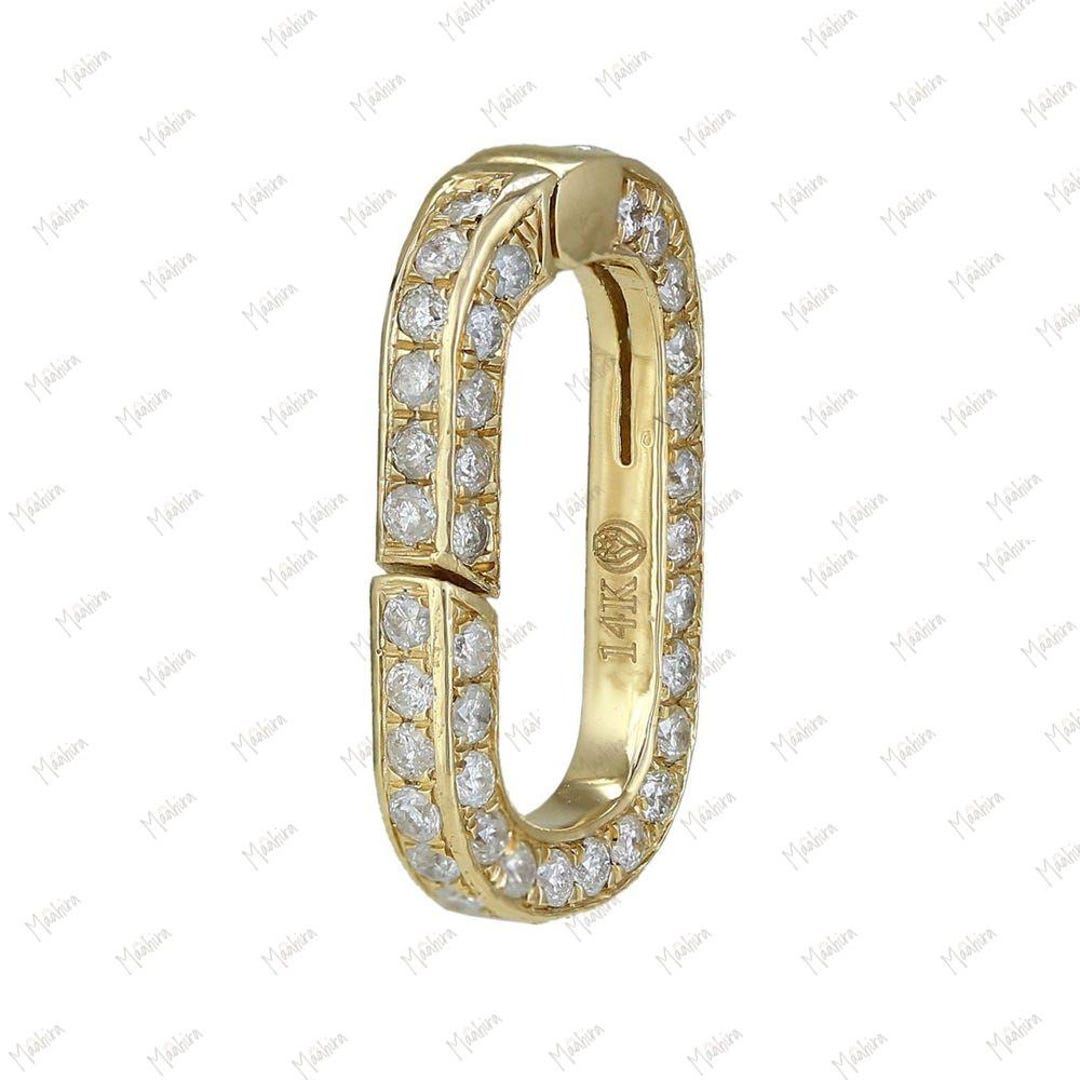 14k Yellow Gold Diamond Rectangle Charm Enhancer: 10x17mm - Etsy
