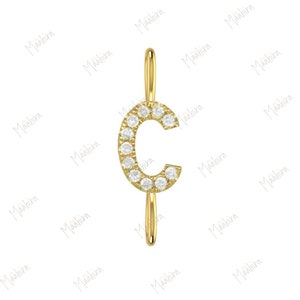 14k Solid Gold Diamond Alphabet Initial Letter C Charm, Initial charm, Letter charm, Initial charm, Dainty Charm, Add-on charm, Custom Charm