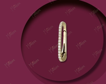 14k Yellow Gold Diamond Push-in Rectangle Charm Enhancer Connector 19x7mm, charm enhancer, clicker connector, charm connector, charm holder