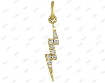 14k Yellow Gold Diamond Lightning Bolt Charm 3.50x16.50mm, necklace charms, bracelet charms, lightning bolt charm gold, gold charm necklace