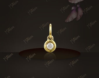 14k Yellow Gold Natural Diamond Bezel Charm Pendant, bezel charm, necklace charm, earring charm, diamond bezel, bracelet charm, dainty charm