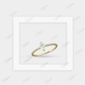14k Yellow Gold Marquise Cut Diamond Solitaire Ring in US Size 6.5, Rings For Women, Minimalist Gold Ring, Gold Dainty Ring, Diamond Ring