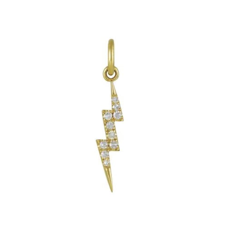 14k Yellow Gold Diamond Lightning Bolt Charm, Diamond Charm, Necklace ...