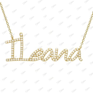 14k Yellow Gold Diamond Ileana Personalized Name Necklace, name necklace, custom name necklace, chain necklace