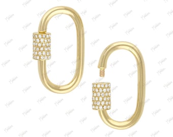 14K Yellow Gold Diamond Carabiner Lock Connector 12x22mm, carabiner connector, gold charm holder, charm enhancer, charm connector gold