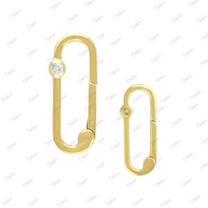 14K Solid Gold Diamond Rectangle open close Enhancer 10x27mm, Clicker Charm connector, charm enhancer, clicker connector