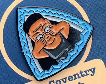 Peeping Tom Coventry pin badge