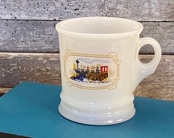 Avon  Milk Glass Shaving Mug | Vintage Train Mug | Collectible Avon