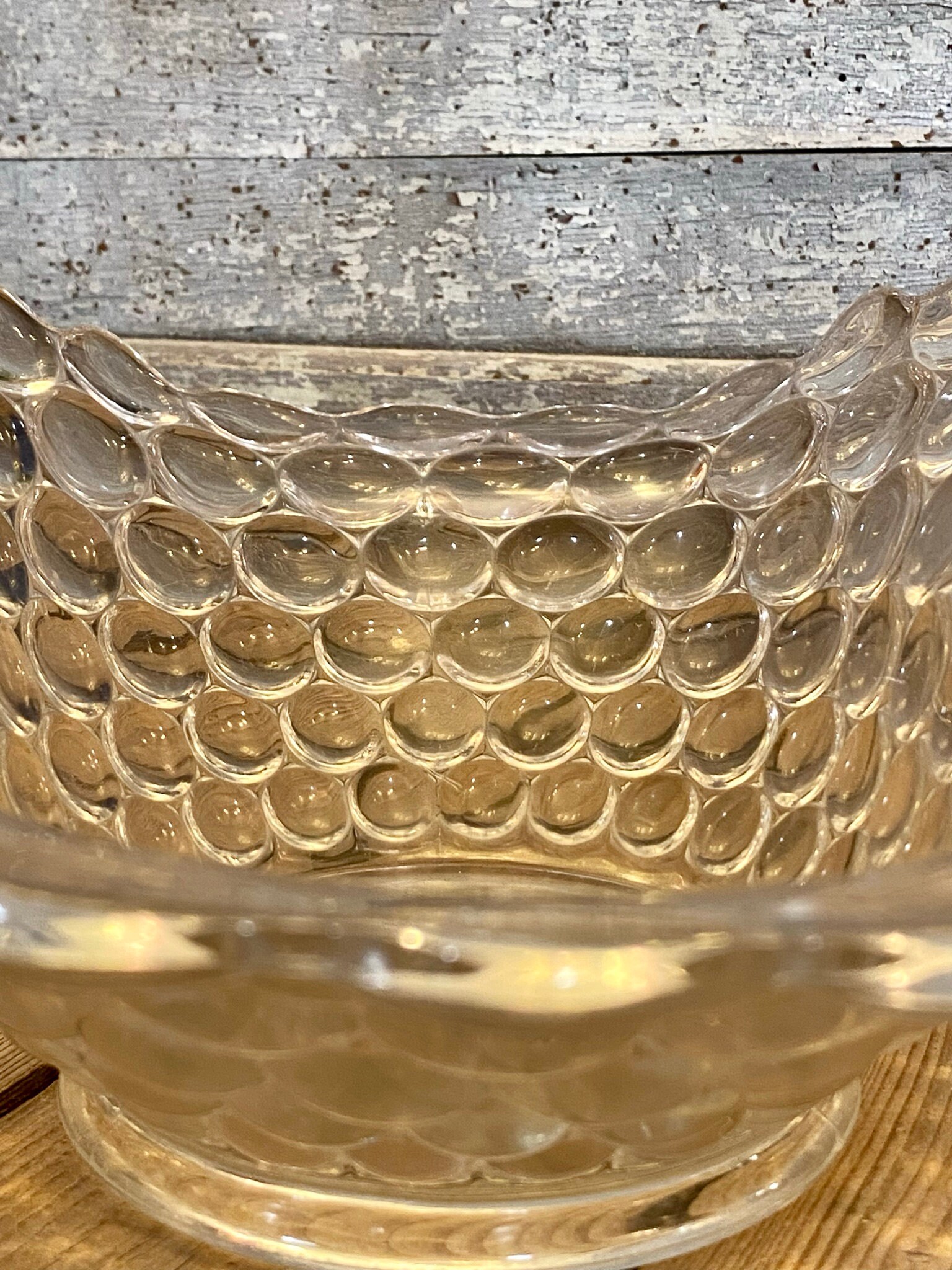Large Glass Bubble Bowl Vintage Pressed Glass Bowl Etsy
