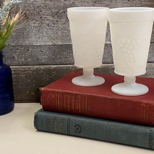 Vasos de té helado de cristal con tapa grande vintage / Vasos de leche Proctor & Gamble para regalar / Vasos de leche con uvas