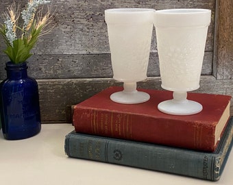 Vintage Big Top Crystal Milk Glass Iced Tea Glasses |  Proctor & Gamble Milk Glass Give Away | Milk Glass with Grapes