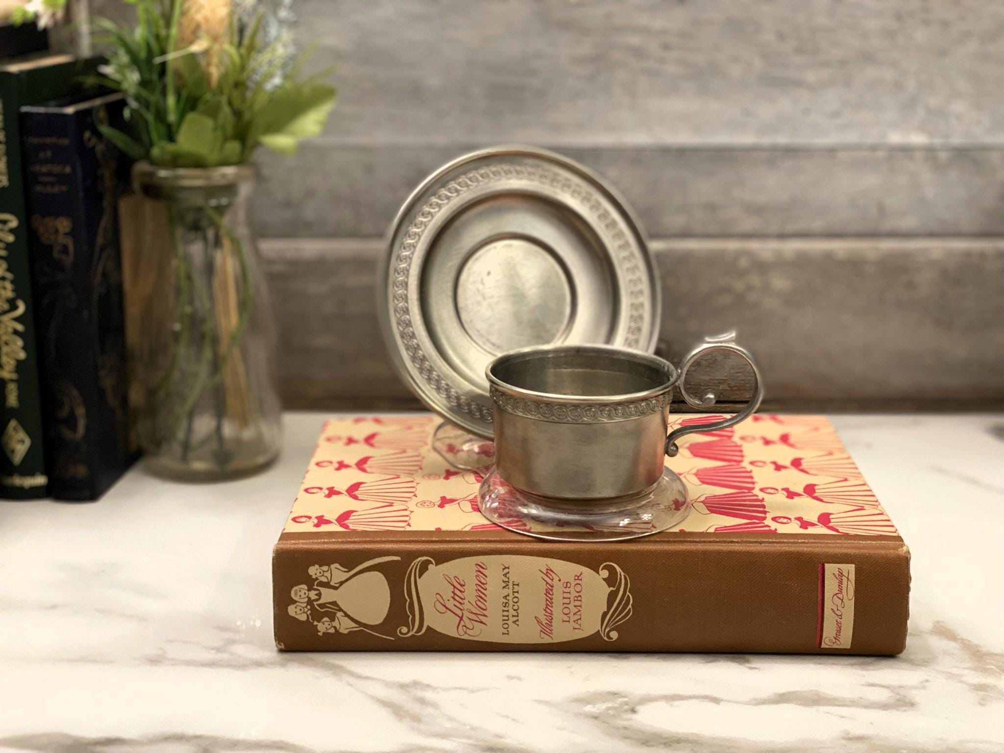 錫製 ピューター ワインバスケット ZINN ETAIN エタン ヴィンテージ Vintage Swiss Pewter Demitasse Cup & Saucer Ernst Schweizer Zinn