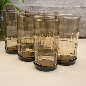 Set of 6 Vintage Tawny Brown Tumblers | Bamboo Styled Drinkware | Bamboo Bash