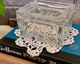 crystal cigarette holder Vintage Lead Crystal Cigarette Box Ashtray | Heavy Lidded Glass Box | Cut Crystal  Cigarette Table Case