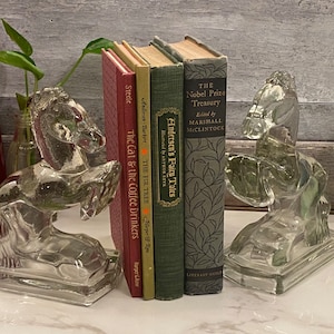Vintage Pair of Horse Bookends | Rearing Horse Bookend by Smith Glass