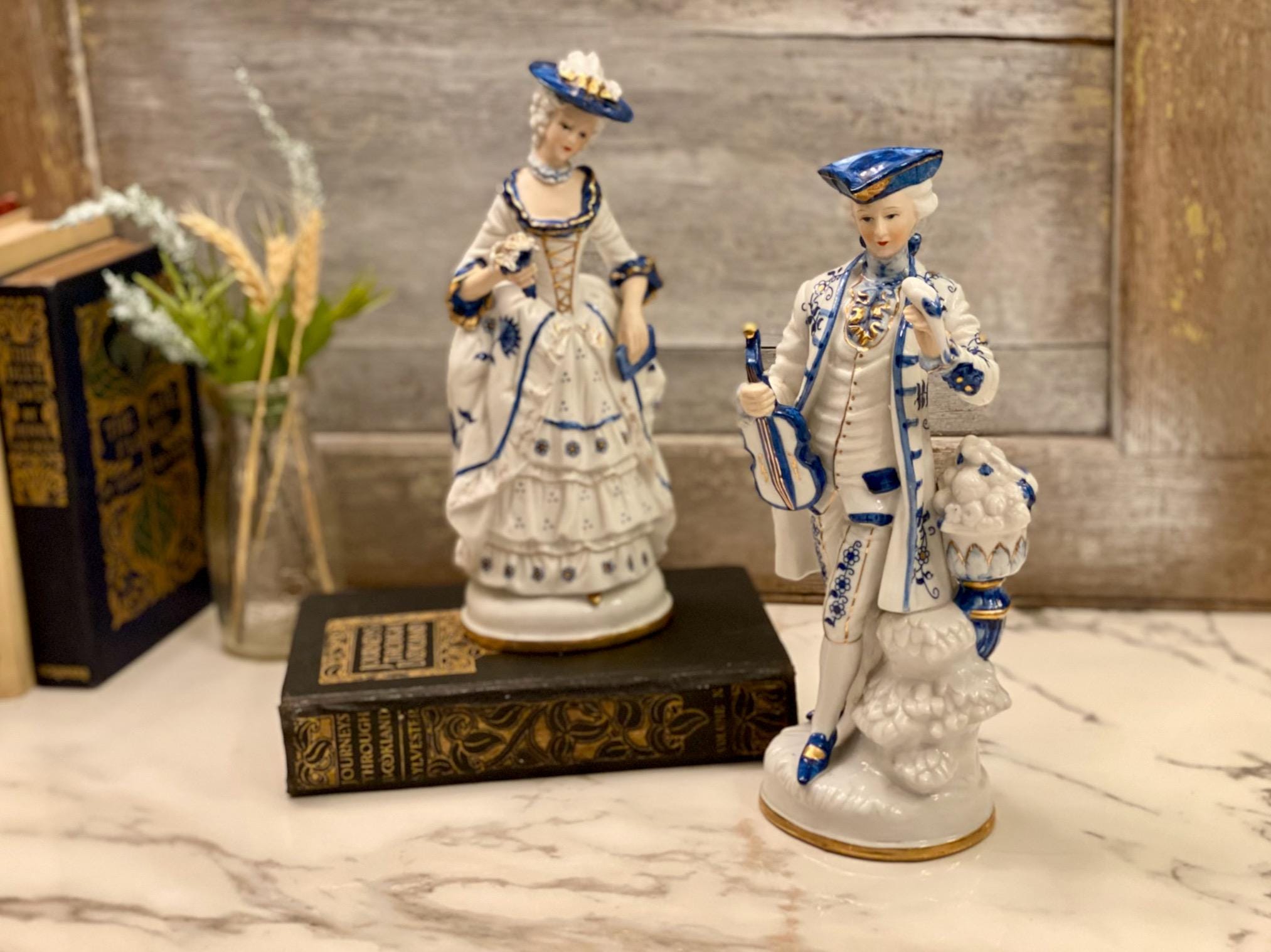 Vintage Victorian Couple by Norleans Japan | Blue and White