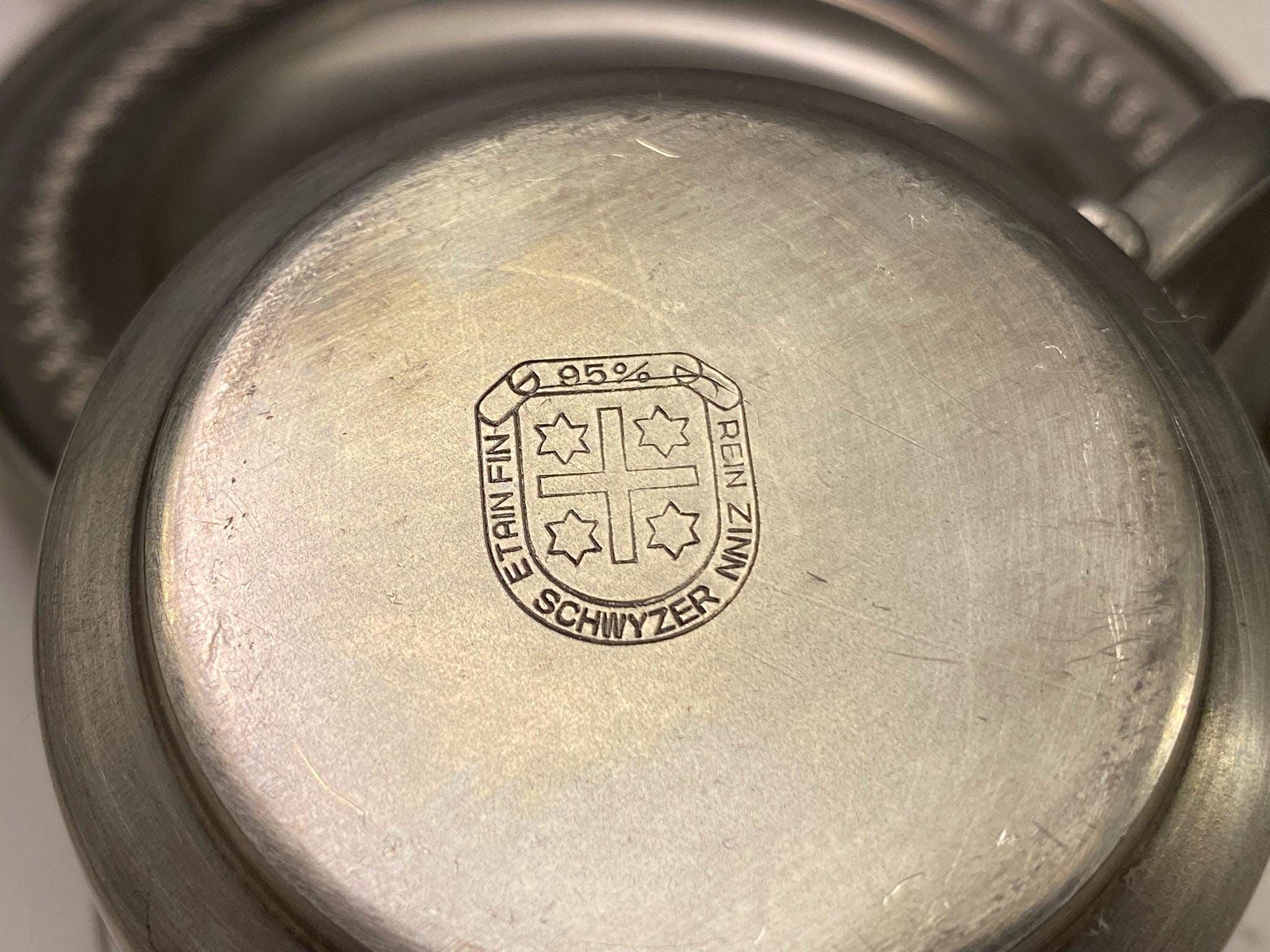 Vintage Swiss Pewter Demitasse Cup & Saucer Ernst Schweizer Zinn