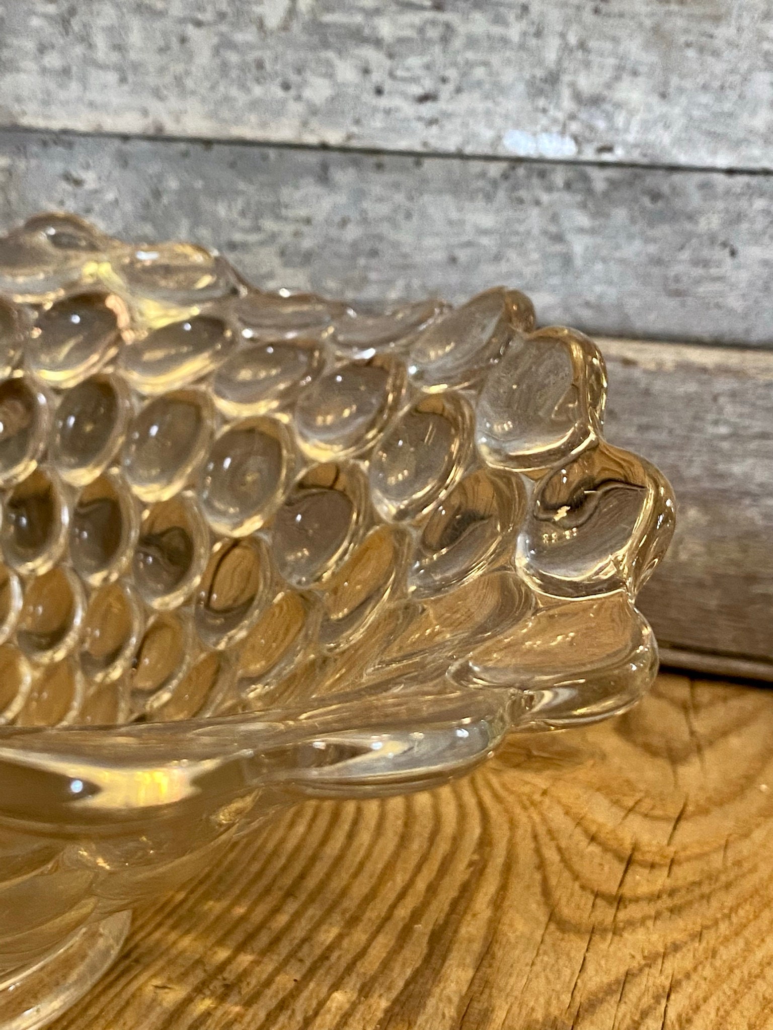 Large Glass Bubble Bowl Vintage Pressed Glass Bowl Etsy