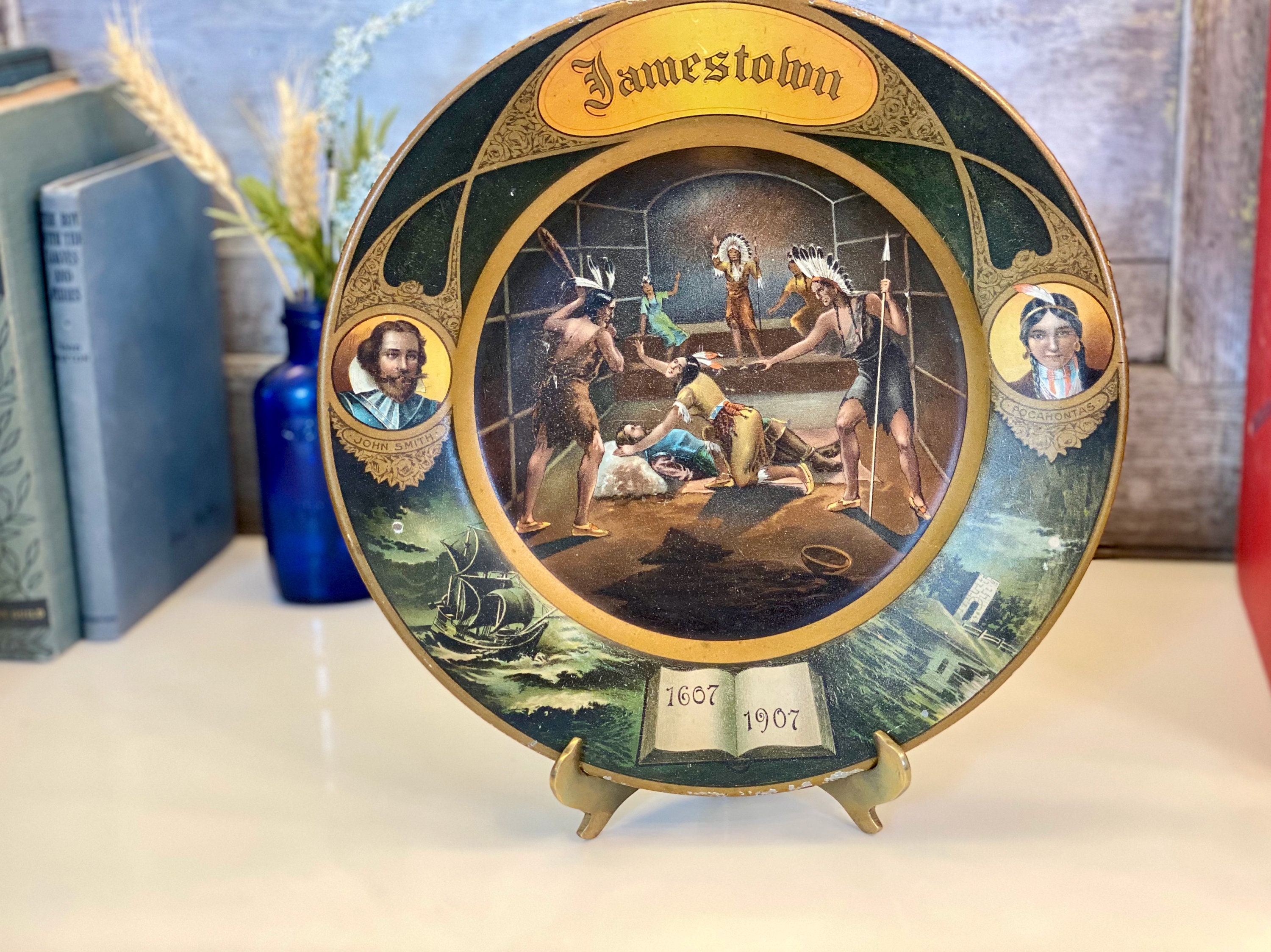 Antique Vienna Art Tin Plate | Jamestown Exposition of 1907