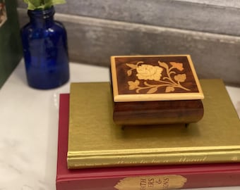 Reuge Music Box 1960's Pink Italian Florentine Jewelry Box Vintage