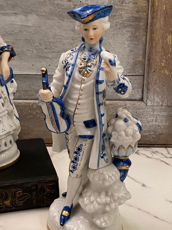 Vintage Victorian Couple by Norleans Japan | Blue and White