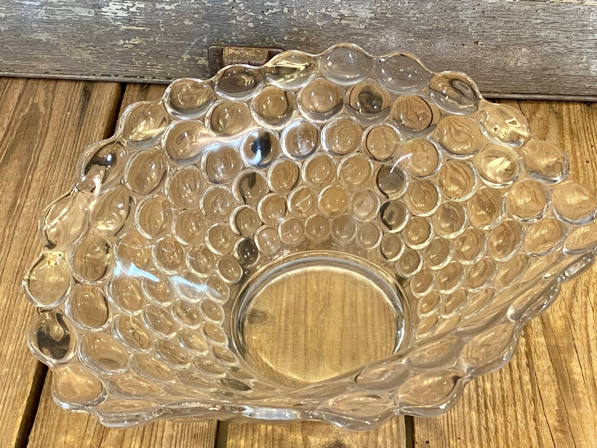 Large Glass Bubble Bowl Vintage Pressed Glass Bowl Etsy
