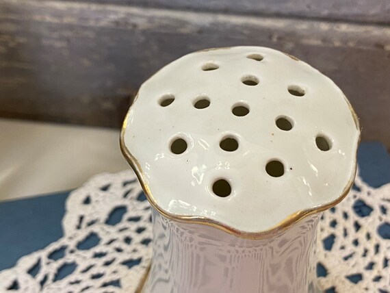 Vintage White and Gold Porcelain Hat Pin Holder |… - image 5