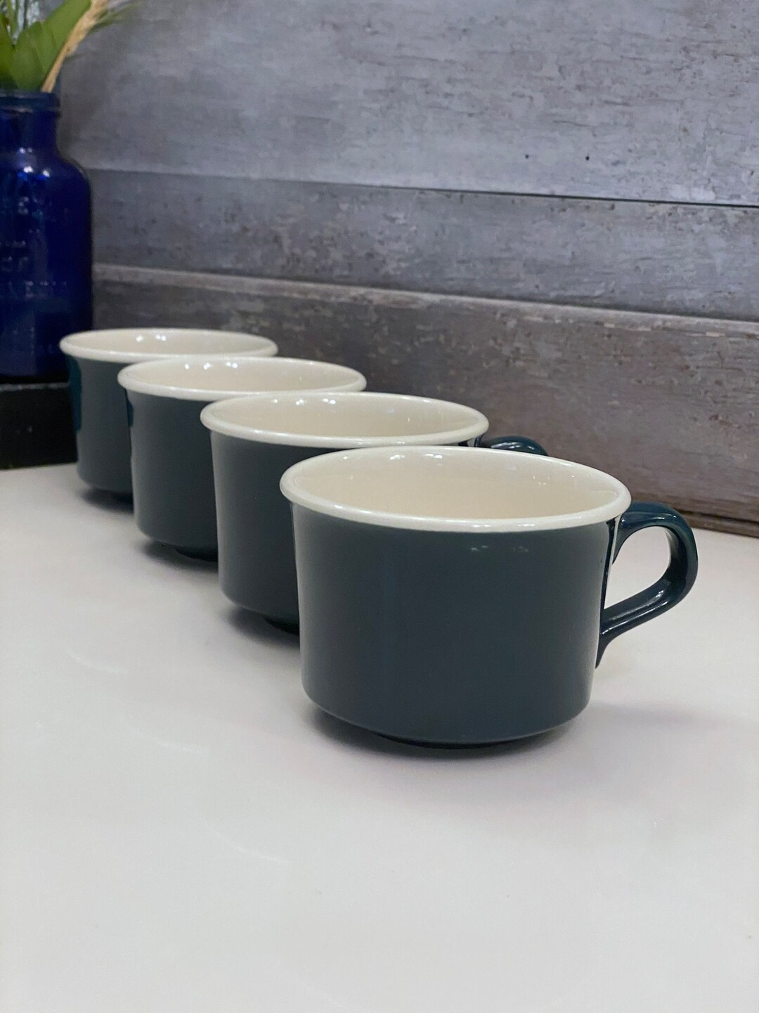 Set of Four Vintage Flat Bottom Cups by Taylor Smith & T Etsy