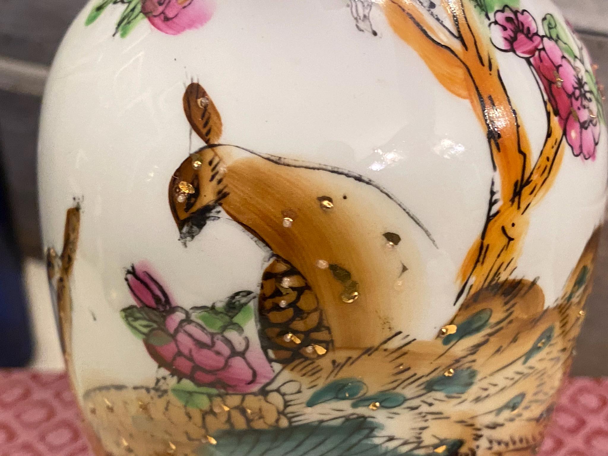 ヴィンテージ 中国磁器 孔雀花瓶 手描き 景徳鎮 花柄 1970年代 - Etsy 日本