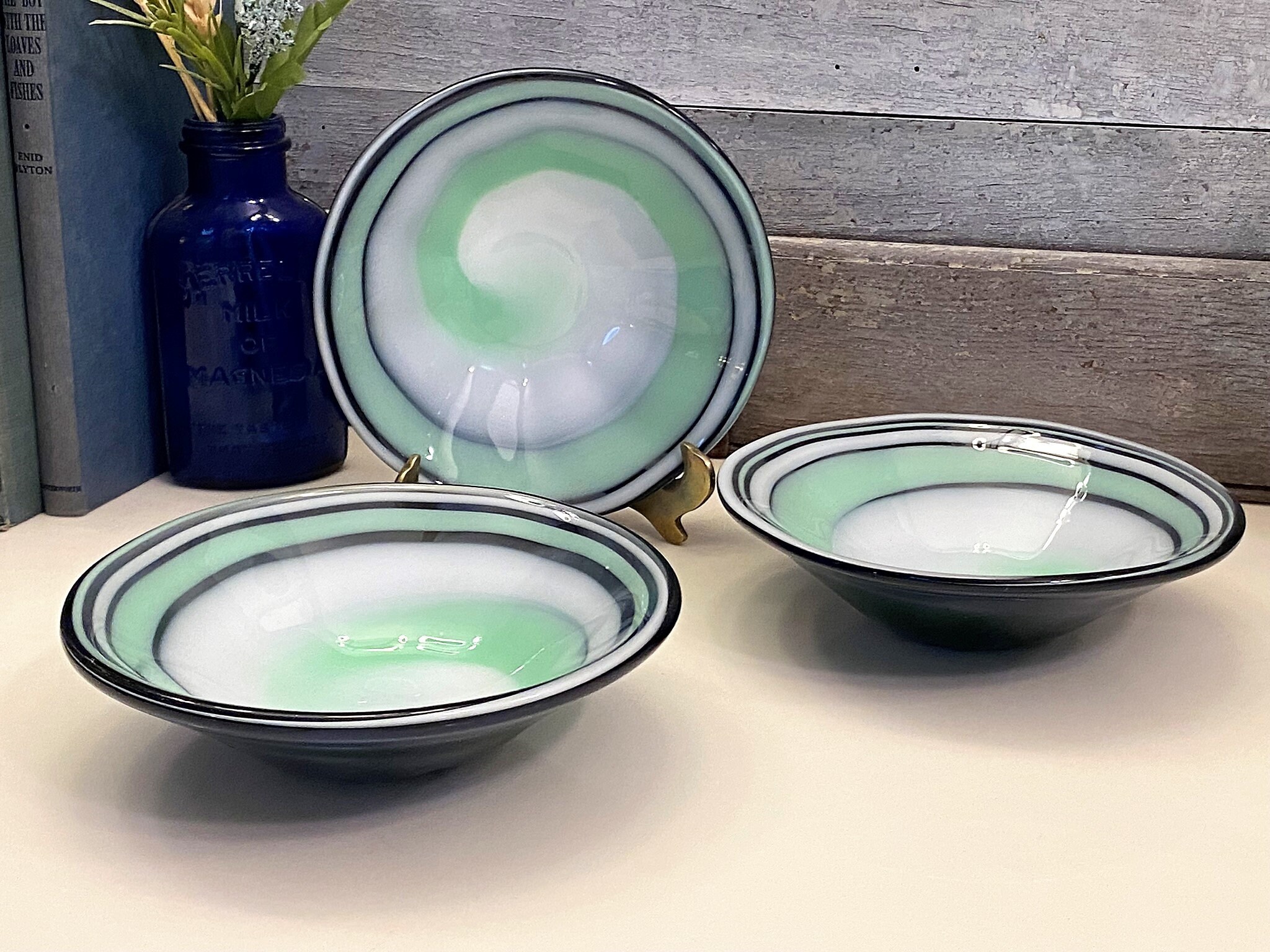 Handblown glass swirl bowls - Etsy 日本