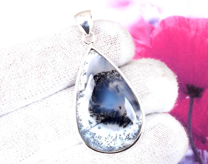 Dendritic Agate Gemstone Pendant Stunning Dendritic Agate Gemstone Pendant Gift for Her Jewelry 925 Sterling Silver Jewelry