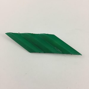 Vintage Art Deco Style Elongated Diamond Green Painted Resin Plastic Brooch Pin