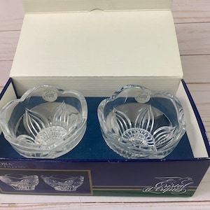 2 Cristal d&#39; Arques France Ancona Crystal Glass Votive Taper Candle Holders Box
