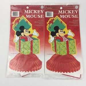 2 Vtg Disney Christmas Mickey Mouse Honeycomb Tissue Paper Centerpieces Eureka