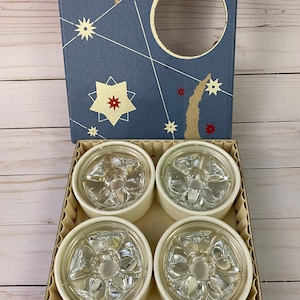 Holländische Kristall-Sternkerzenhalter Leerdam Holland 4er Set Vintage