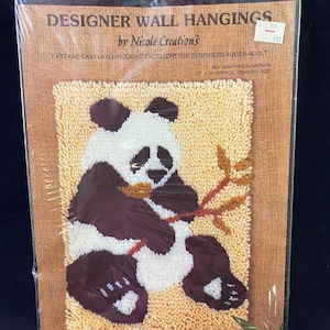 Latch Hook Kit by Nicole Creations Panda Garden 1986 Vintage New Sealed