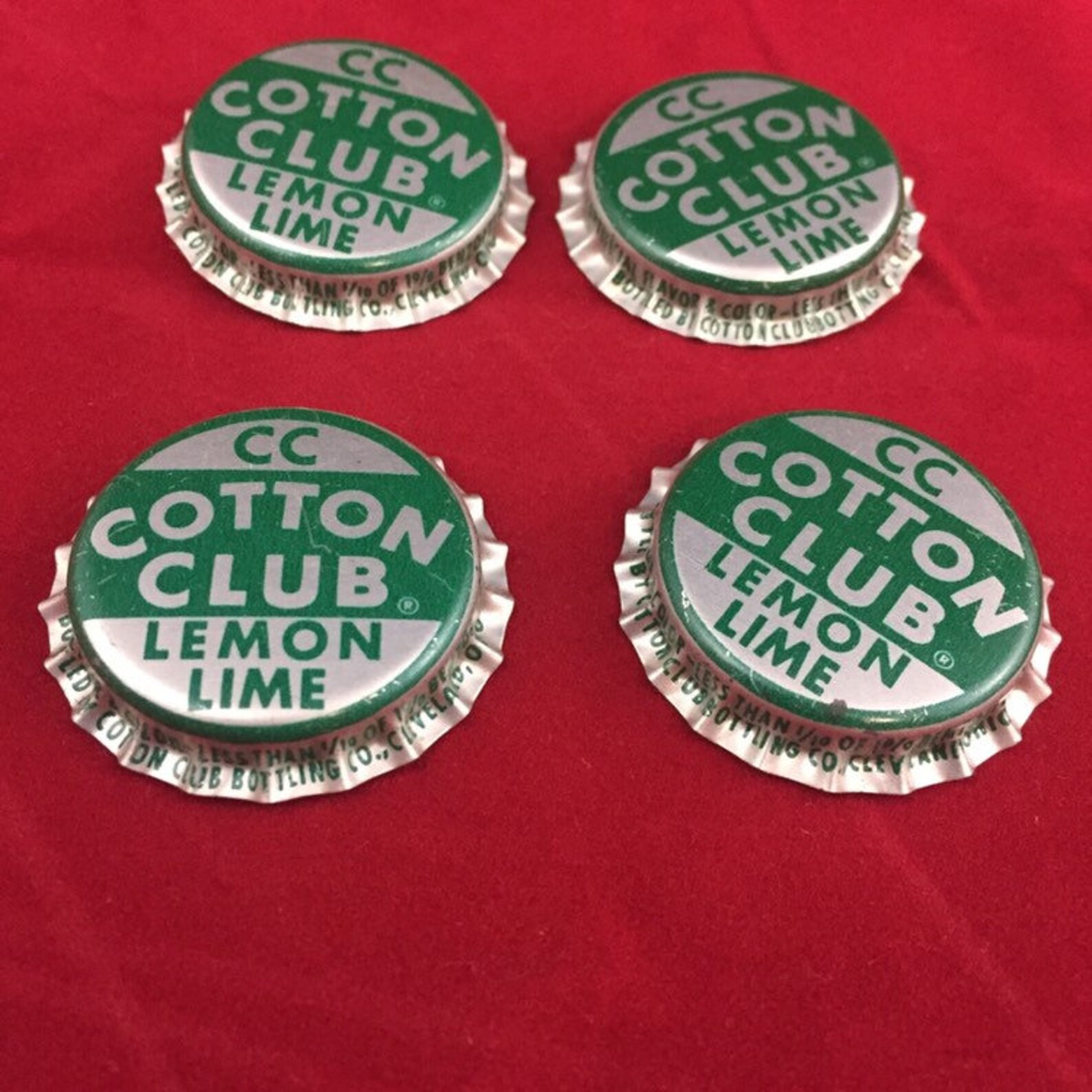4 Cotton Club Lemon Lime Soda Bottle Caps Cleveland Ohio Etsy