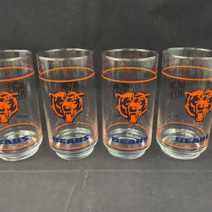 Vintage Chicago Bears NFL Trinkgläser Mobil Promotion 4er Set