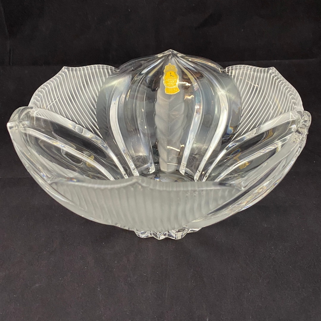 Worlds Finest Imperlux 24 Lead Crystal Frosted Bowl Yugoslavia Vintage